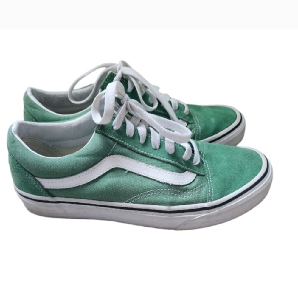 Green and White Sneakers Low top Vans